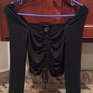 Forever 21 long sleeve Crop Top (Deep Green)